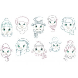 Stickserie - Herr & Frau Schneemann Line Art